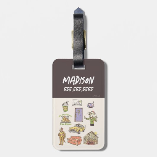 FRIENDS™ | Cartoon pictogrammen Grafisch Bagagelabel (Achterkant verticaal)