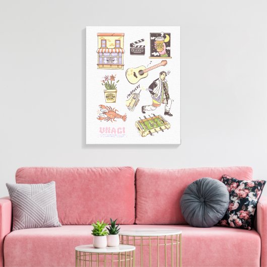 FRIENDS™ | Cartoon pictogrammen Grafisch Canvas Afdruk (Insitu (Woonkamer))