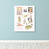FRIENDS™ | Cartoon pictogrammen Grafisch Canvas Afdruk (Insitu (Houten vloer))