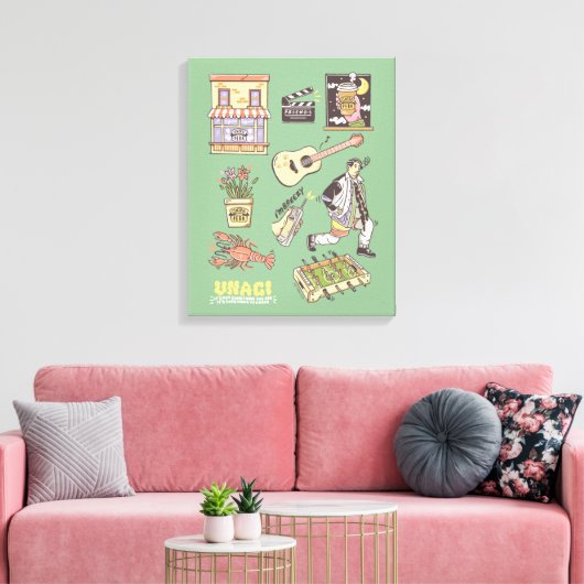 FRIENDS™ | Cartoon pictogrammen Grafisch Canvas Afdruk (Insitu (Woonkamer))