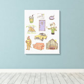 FRIENDS™ | Cartoon pictogrammen Grafisch Canvas Afdruk (Insitu (Houten vloer))