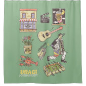 FRIENDS™ | Cartoon pictogrammen Grafisch Douchegordijn (Voorkant)