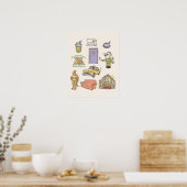 FRIENDS™ | Cartoon pictogrammen Grafisch Poster (Keuken)