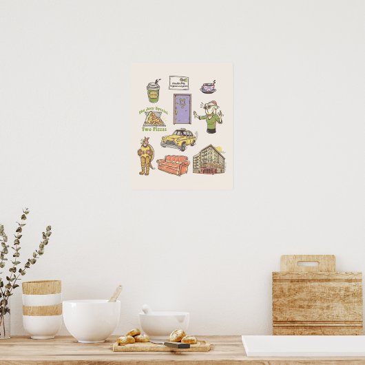 FRIENDS™ | Cartoon pictogrammen Grafisch Poster (Keuken)