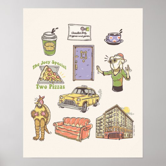 FRIENDS™ | Cartoon pictogrammen Grafisch Poster (Voorkant)