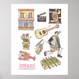 FRIENDS™   Cartoon pictogrammen Grafisch Poster