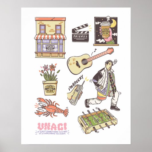 FRIENDS™ | Cartoon pictogrammen Grafisch Poster (Voorkant)