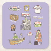 FRIENDS™ | Cartoon-pictogrammen Kartonnen Onderzetters (Voorkant)