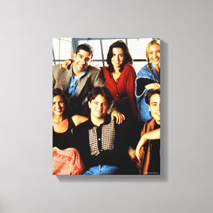 FRIENDS™ Cast zittend in Monica's appartement Canvas Afdruk