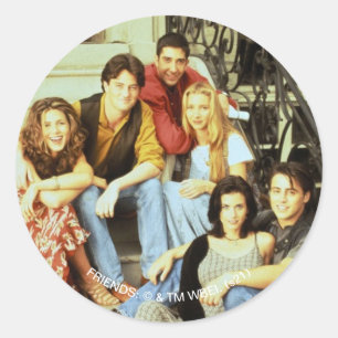 FRIENDS™ Cast zittend op de stoep Ronde Sticker