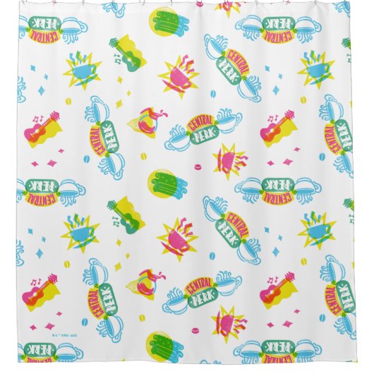 FRIENDS™ | Centraal Perk Neon Pattern Douchegordijn (Voorkant)