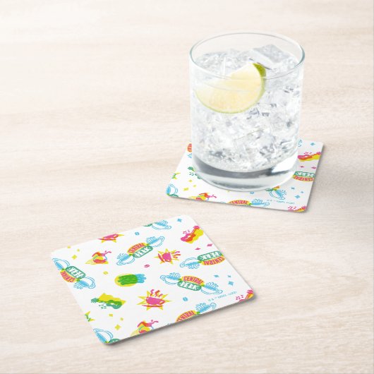FRIENDS™ | Centraal Perk Neon Pattern Kartonnen Onderzetters (Insitu)
