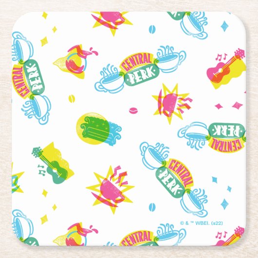 FRIENDS™ | Centraal Perk Neon Pattern Kartonnen Onderzetters (Voorkant)