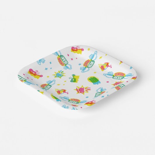 FRIENDS™ | Centraal Perk Neon Pattern Papieren Bordje (Gebogen)