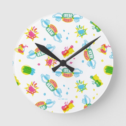 FRIENDS™ | Centraal Perk Neon Pattern Ronde Klok (Voorkant)