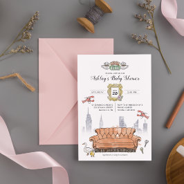 FRIENDS™ | Central Perk Aquarel Baby Shower Kaart