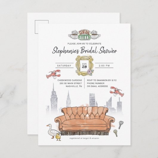 FRIENDS™ | Central Perk Aquarel Bruidsdiner Briefkaart (Voorkant / Achterkant)