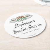 FRIENDS™ | Central Perk Aquarel Bruidsdouche Ronde Kartonnen Onderzetter (Gebogen)