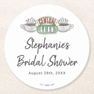 FRIENDS™   Central Perk Aquarel Bruidsdouche Ronde Kartonnen Onderzetter