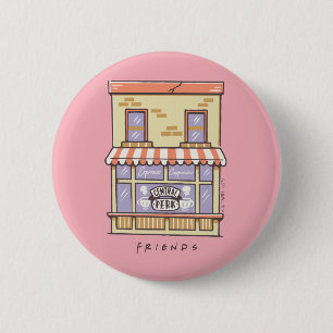 FRIENDS™   Central Perk Cartoon Koffiezaak Ronde Button 5,7 Cm