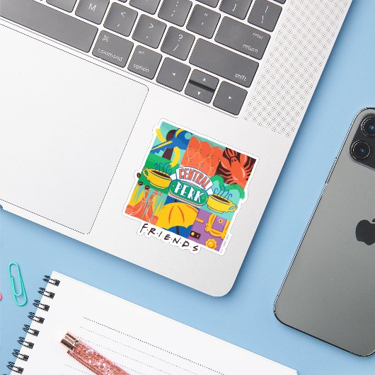 FRIENDS™ | Central Perk Levendig Grafisch Sticker (Laptop met iPhone)