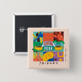 FRIENDS™ | Central Perk Levendig Grafisch Vierkante Button 5,1 Cm (Voorkant /achterkant)