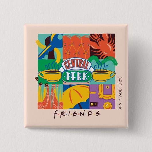 FRIENDS™ | Central Perk Levendig Grafisch Vierkante Button 5,1 Cm (Voorkant)