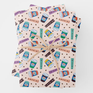 FRIENDS™   Central Perk Levendig Koffiepatroon Inpakpapier Vel