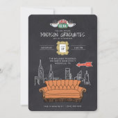 FRIENDS™ Central Perk Schoolbord Afstudeerfeest Kaart (Voorkant)