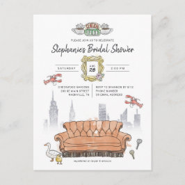 FRIENDS™ | Central Perk Watercolor Bruiloftsborrel Briefkaart