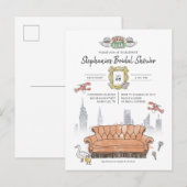FRIENDS™ | Central Perk Watercolor Bruiloftsfeest Briefkaart (Voorkant / Achterkant)