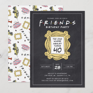 FRIENDS™ Chalkboard 40th Birthday Invitation Kaart