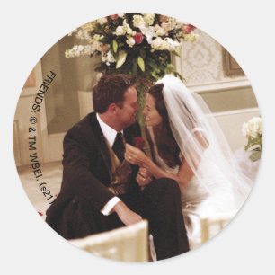 FRIENDS™ Chandler & Monica Getrouwd Ronde Sticker