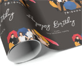 FRIENDS™ Character Silhouette | Fijne verjaardag Cadeaupapier (Rol Hoek)