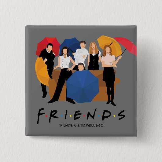 FRIENDS™ Character Silhouette Vierkante Button 5,1 Cm (Voorkant)