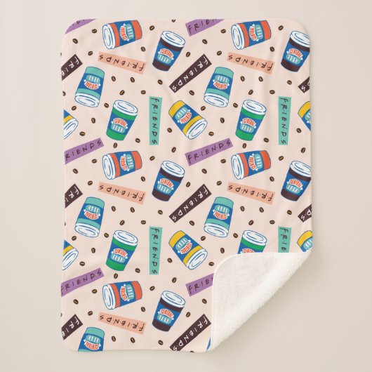 FRIENDS™ | Coffee-patroonpatroon met wieltjes Sherpa Deken (Voorkant)