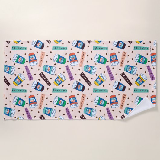 FRIENDS™ | Coffee-patroonpatroon met wieltjes Strandlaken (Voorkant)