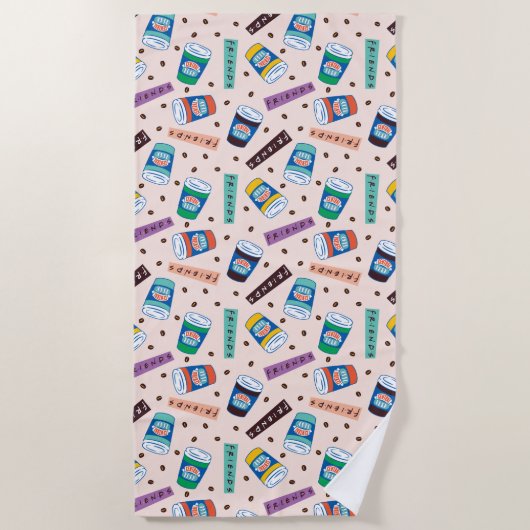 FRIENDS™ | Coffee-patroonpatroon met wieltjes Strandlaken (Voorkant)