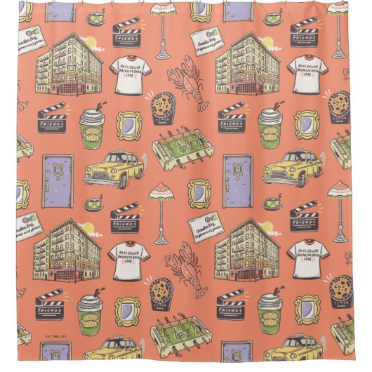 FRIENDS™ Colorful Icons Pattern Douchegordijn (Voorkant)