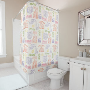 FRIENDS™ Colorful Quotten Pattern Douchegordijn