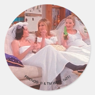 FRIENDS™ De Meisjes in Trouwjurken Ronde Sticker