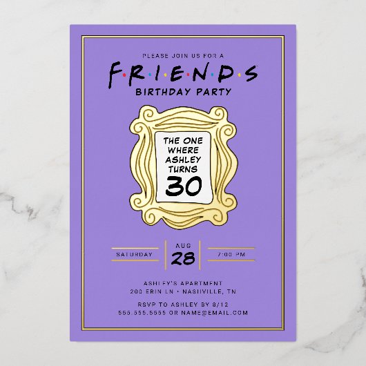 FRIENDS™ | De met de 30e verjaardag Folie Uitnodiging (Voorkant)