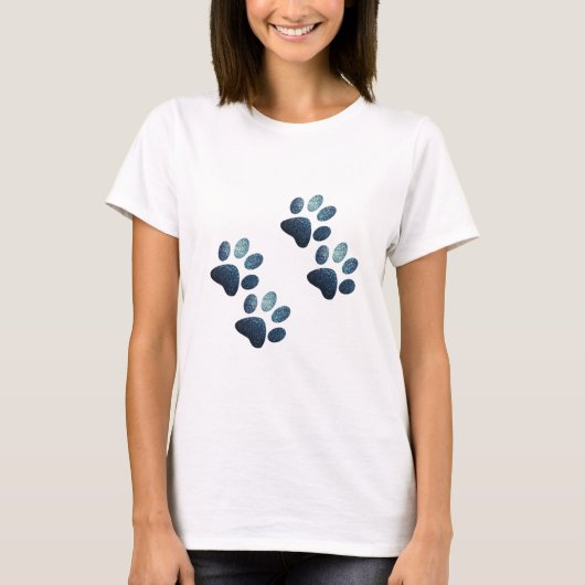Friends dog sparkle dark blue paw T-Shirt (Voorkant)