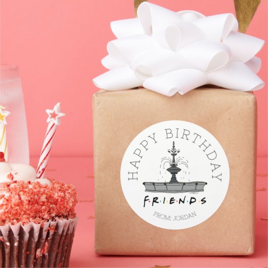 FRIENDS™-fontein | Happy Birthday Gift Ronde Sticker (Feest)