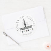 FRIENDS™ Fontein | Kerstcadeautag Ronde Sticker (Envelop)