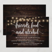 Friends, Food and Alcohol, Rustisch Vrijgezellenfe Kaart (Voorkant / Achterkant)