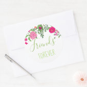 Friends Forever bracht bloemen en vlinders Ronde Sticker (Envelop)