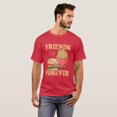 Friends Forever Burger en Fries Humor T-shirt (Voorkant volledig)