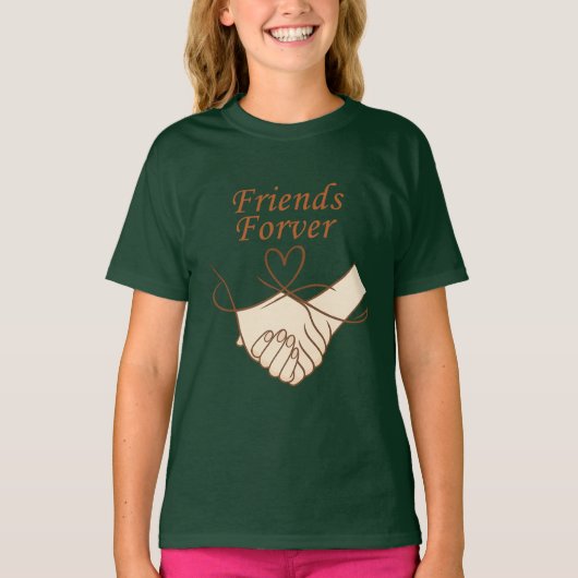 Friends Forever Cute Hand-in-Hand Girls’ T-Shirt (Voorkant)