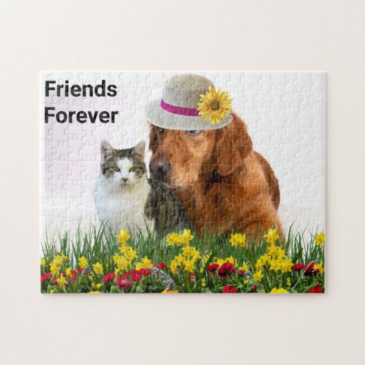 Friends Forever Cute Pets Cat and Dog Legpuzzel (Horizontaal)